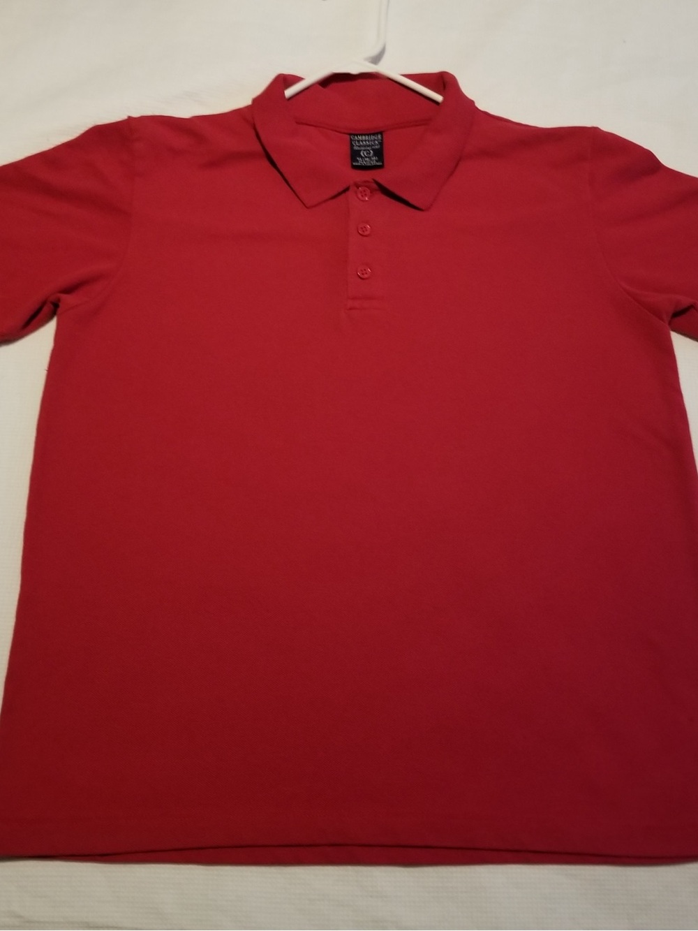 Cambridge Classics Youth’s XL Red School Uniform Shirt With 3-Button Placket